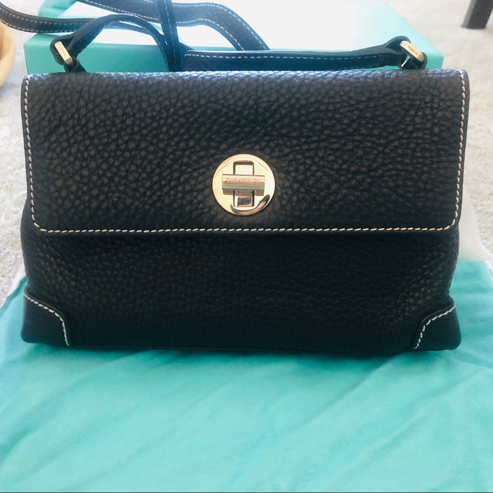 Tiffany & Co Black Grain Leather Crossbody Bag